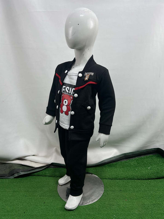 1Yr - 4Yrs Fleece Bear Black Suit For Kids SF BS566