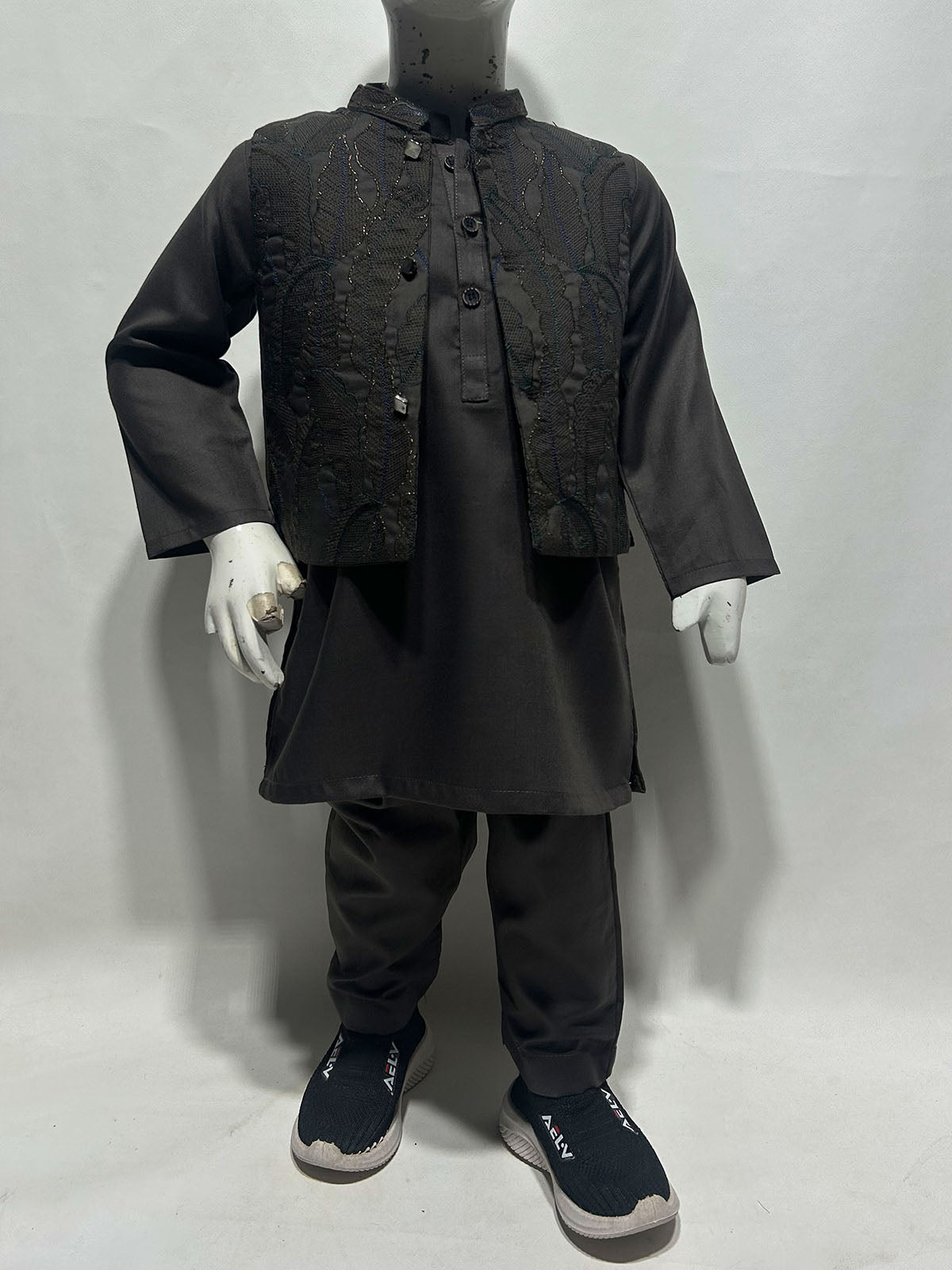 1Yr - 8Yrs Black Kurta Pajama with Waistcoat For Boys AM BKS242