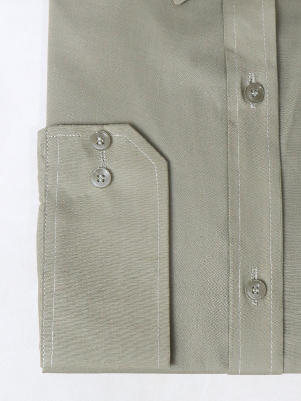 Khaki Plain Formal Dress Shirt For Men AZ MFS64