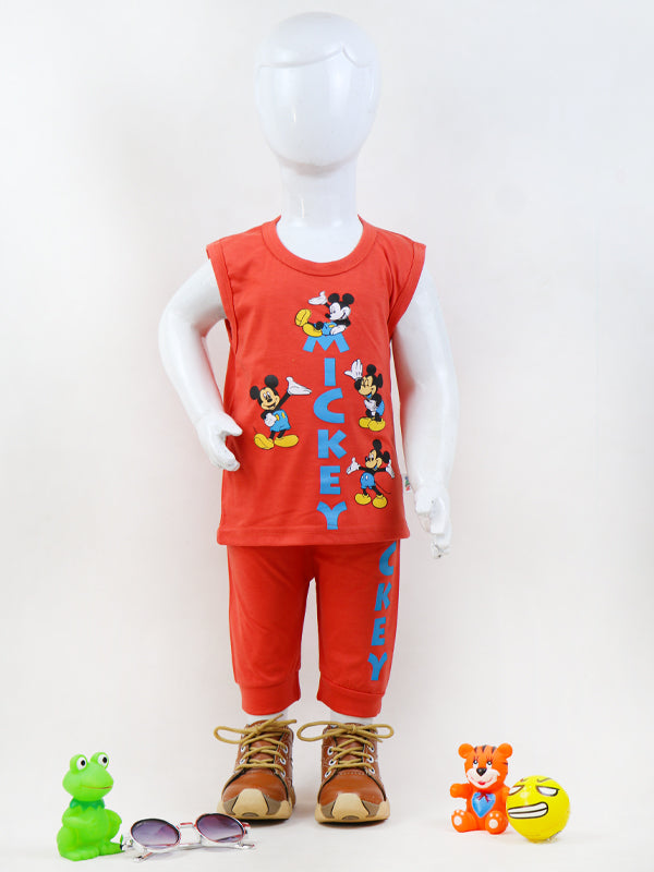 BSS01 SK Kids Sando Suit 1Yrs - 4Yrs Mickey Carrot Red
