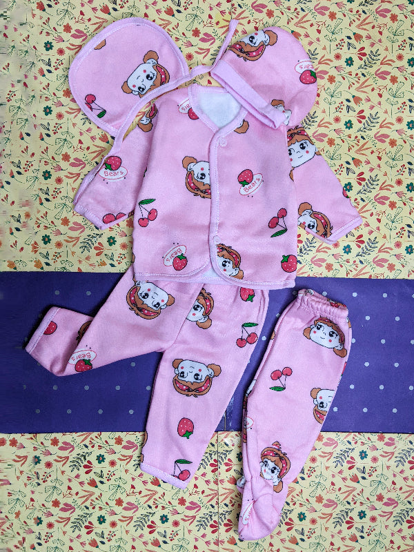 0Mth - 4Mth Pink 5Pcs Fleece Suit For Newborn BG NBGS58