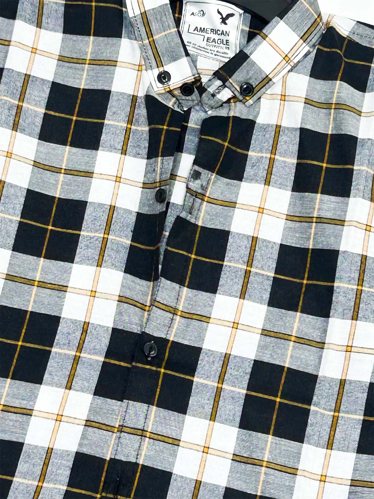 Black Checks Casual Shirt For Men MCS129