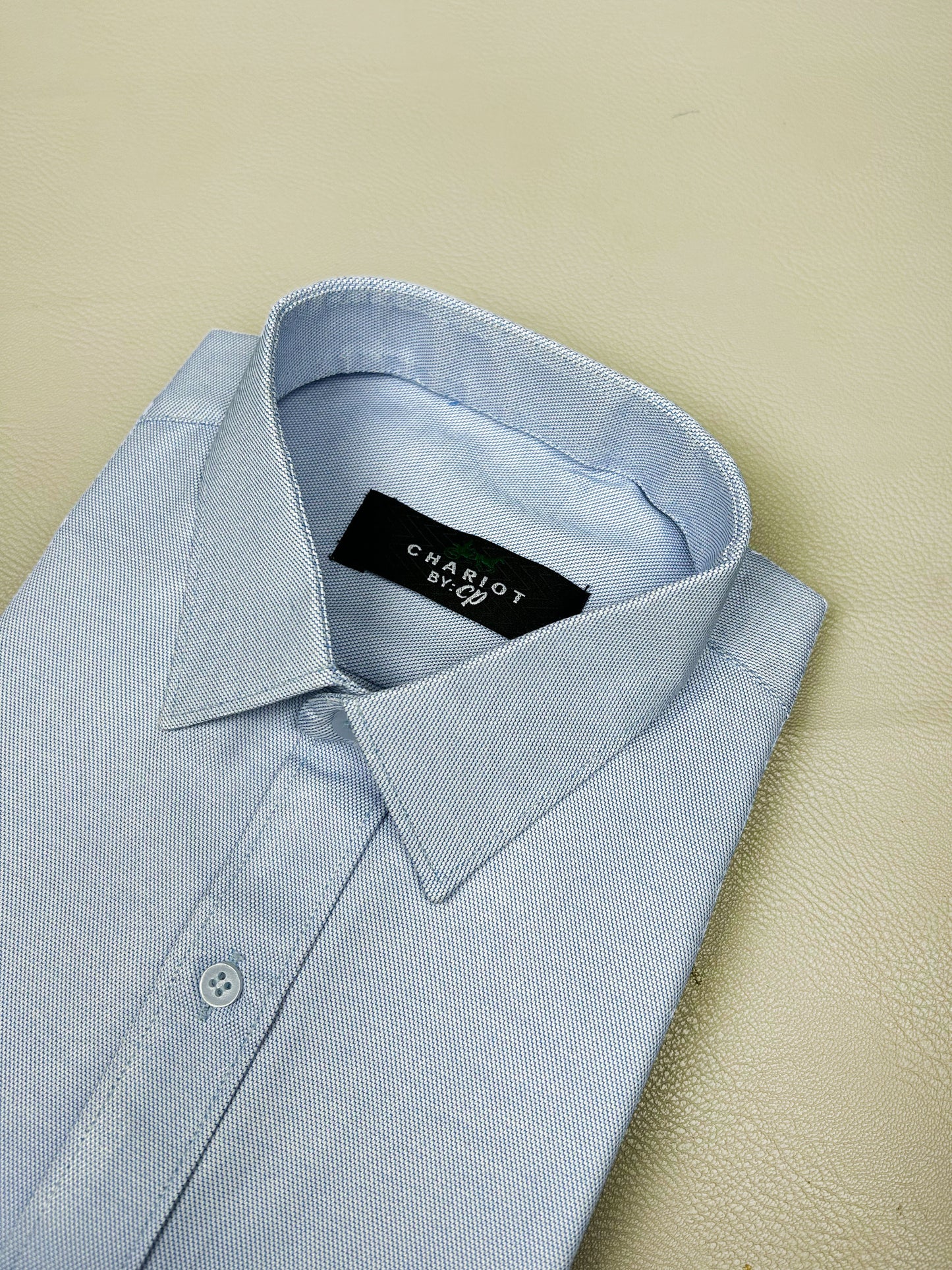 Light Blue Chambray Formal Dress Shirt For Men MFS178