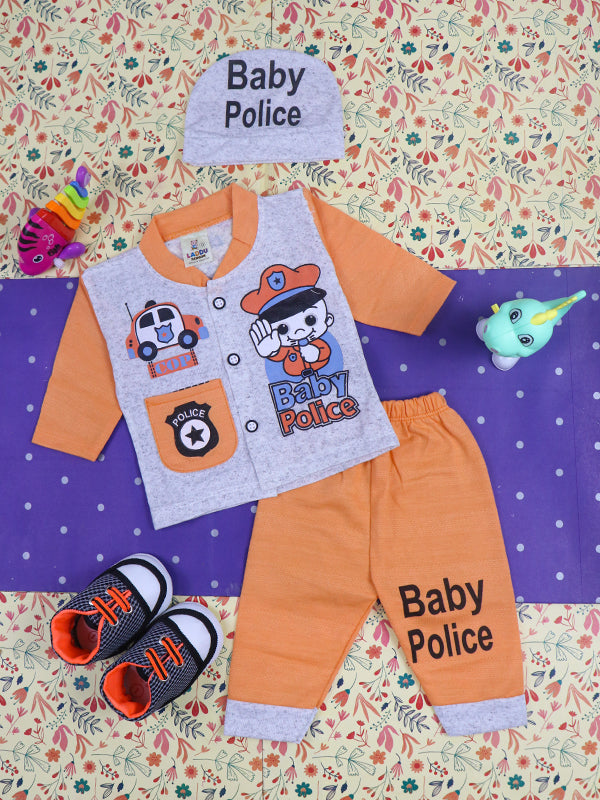 0Mth - 3Mth Police Orange Baba Suit For Newborns NBS87