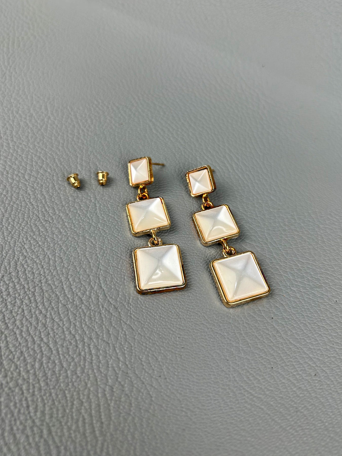 Golden Square Drop Earrings For Women/Girls WER03