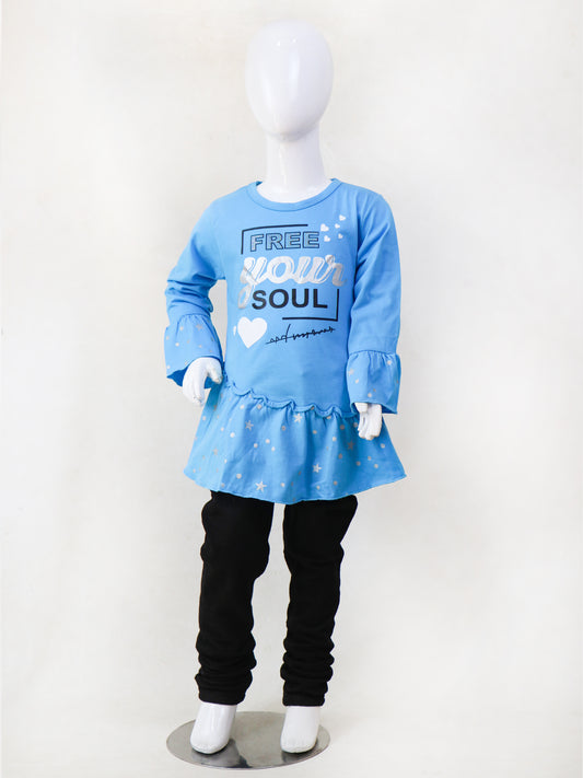 GTS08 SK Full Sleeves Girls T-Shirt 1Yr - 4Yrs Soul Blue