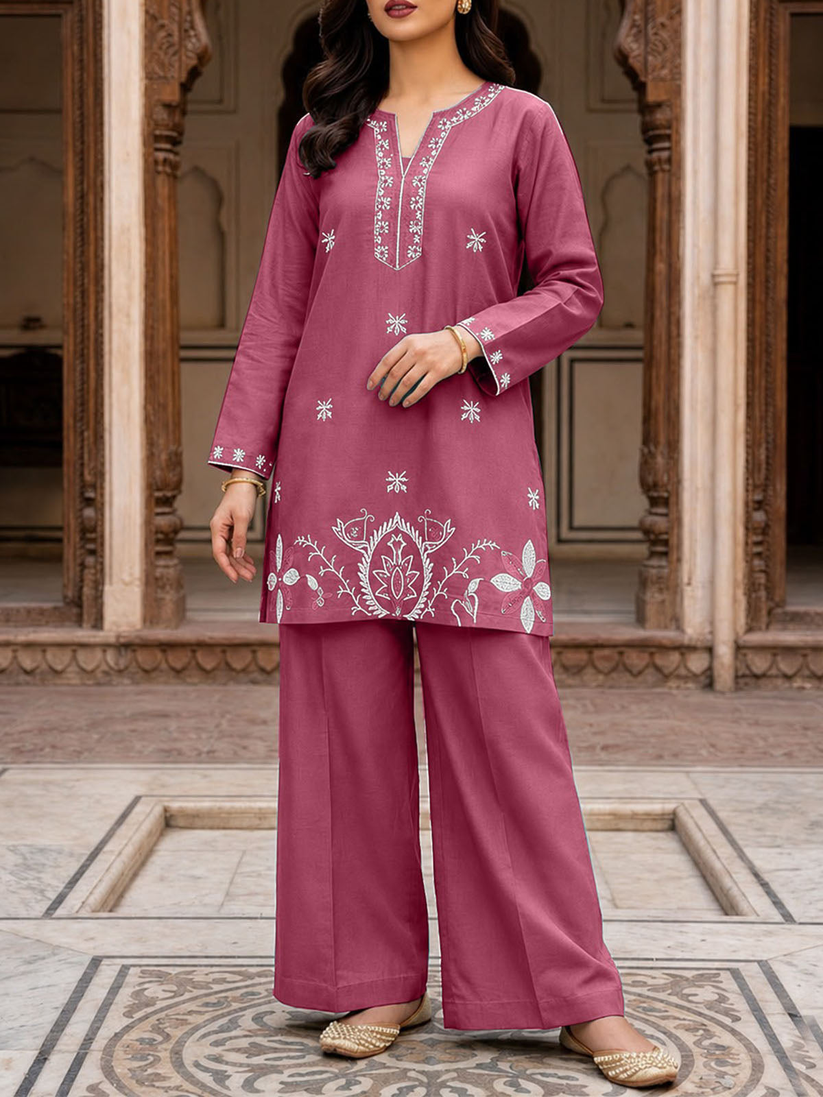 2Pc Co-Ord Set for Girls/Women Dark Pink WCS08