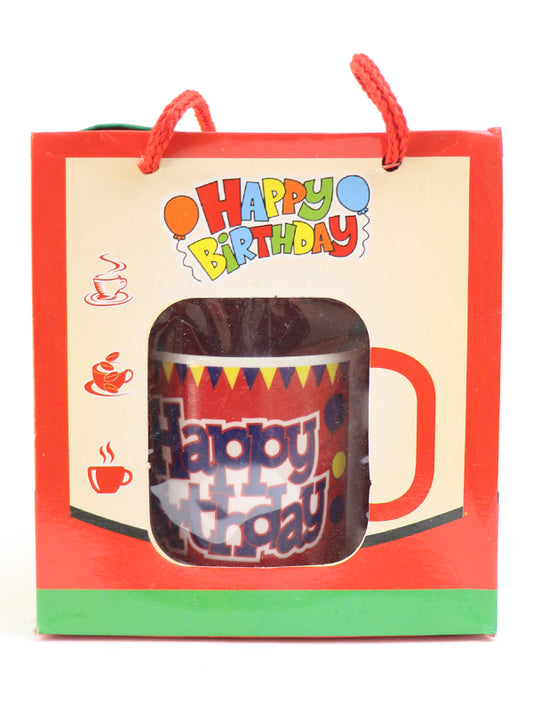Happy Birthday Coffee Cup with Spoon Set Red