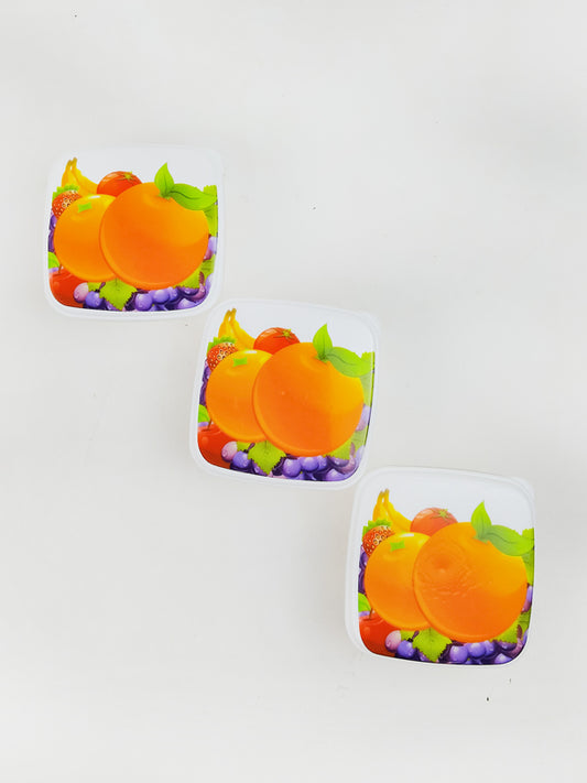 Pack of 3 Plastic Food Storage Box Square Fruit