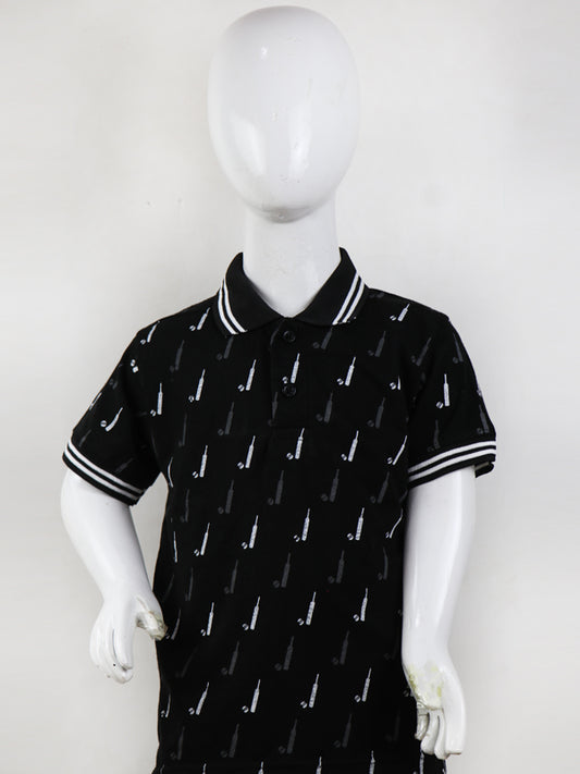 BTS01 MM Boys Polo T-Shirt 2.5Yrs - 8Yrs Batball Black