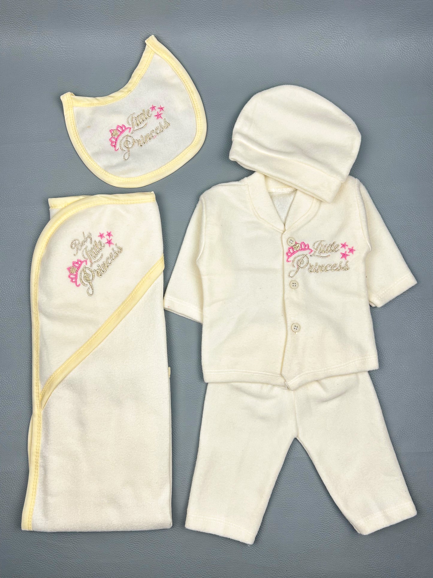 0Mth - 3Mth Light Yellow Little Princess 5Pcs Gift Set For Newborn NBGS119