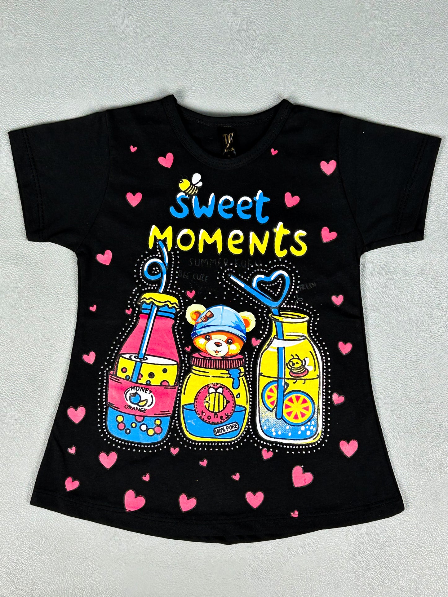 2.5Yrs - 7Yrs Moments Black T-Shirt For Girls TB GTS24