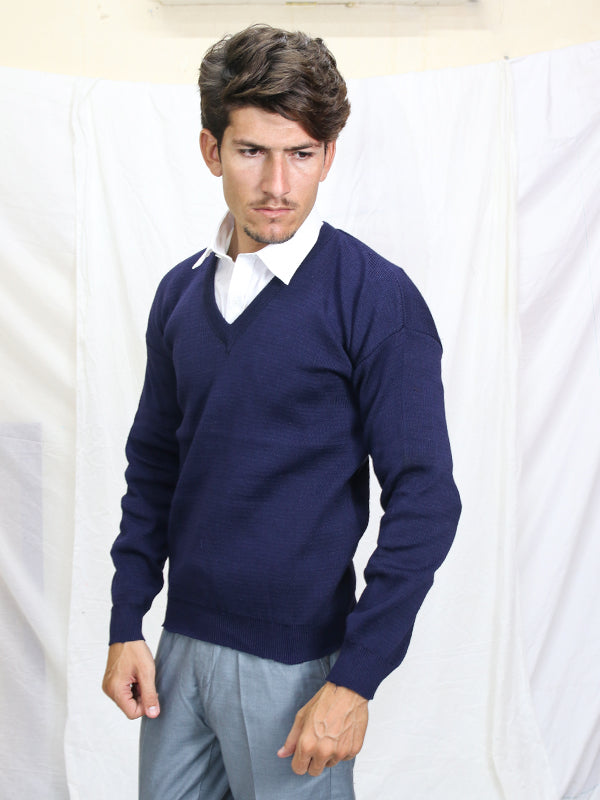 MSW25 Full Sleeves Plain Sweater for Men Navy Blue