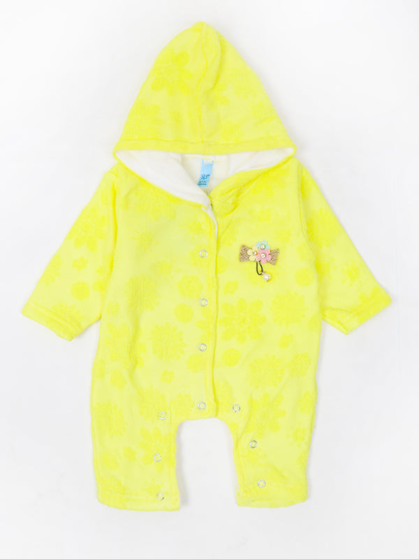 ATT Newborn Hooded Romper 3Mth - 9Mth Flower Yellow