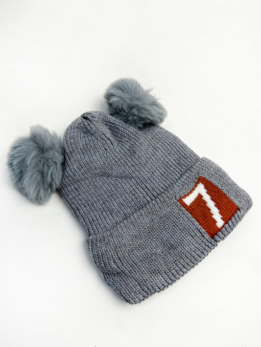 Grey Beanie Winter Caps For Kids/Unisex Winter Hat/Warm Knitted Beanie for Kids KWC17