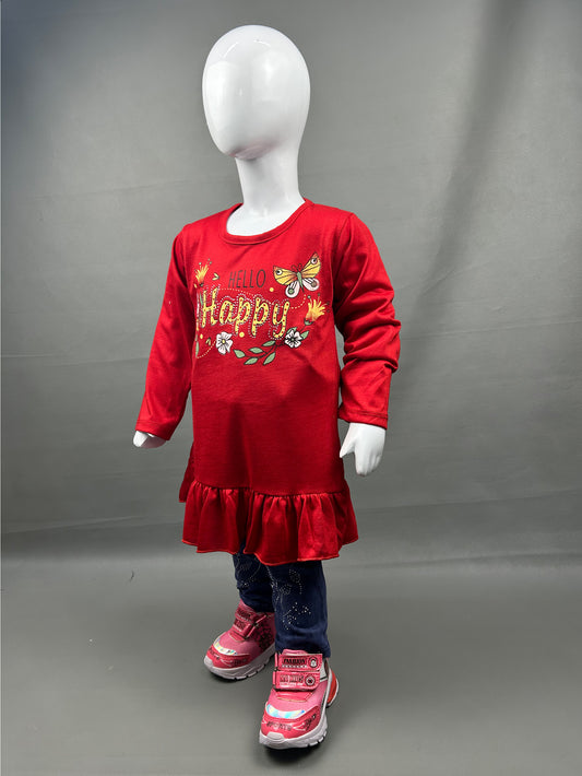 3Yr - 6Yrs Happy Red Suit For Girls IC GS105