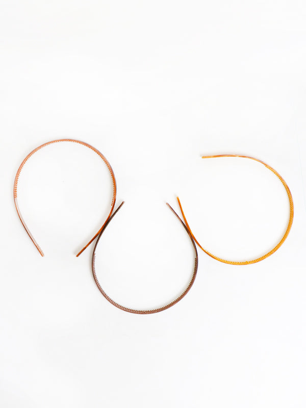 Pack Of 3 Plastic Hair Band Plain  - Multicolor