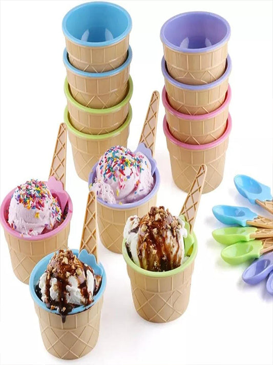 Children Ice Cream Bowl Ice Plastic Single Layer Solid Color Cream Cup
