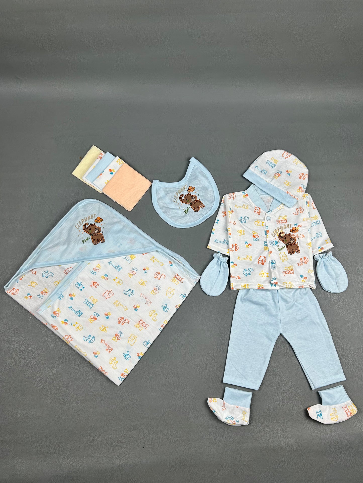 0Mth - 3Mth Elephant Light Blue 12Pcs Gift Set For Newborn NBGS129