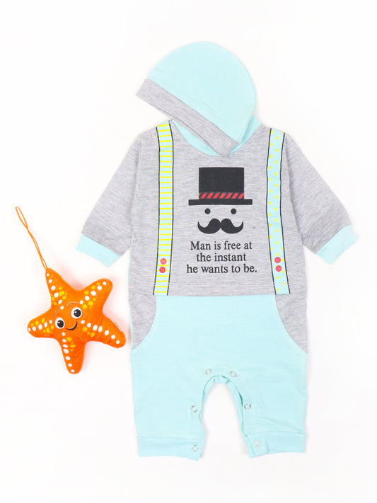 AJ Newborn Baba Suit 0Mth - 3Mth Man Is Free Light Cyan