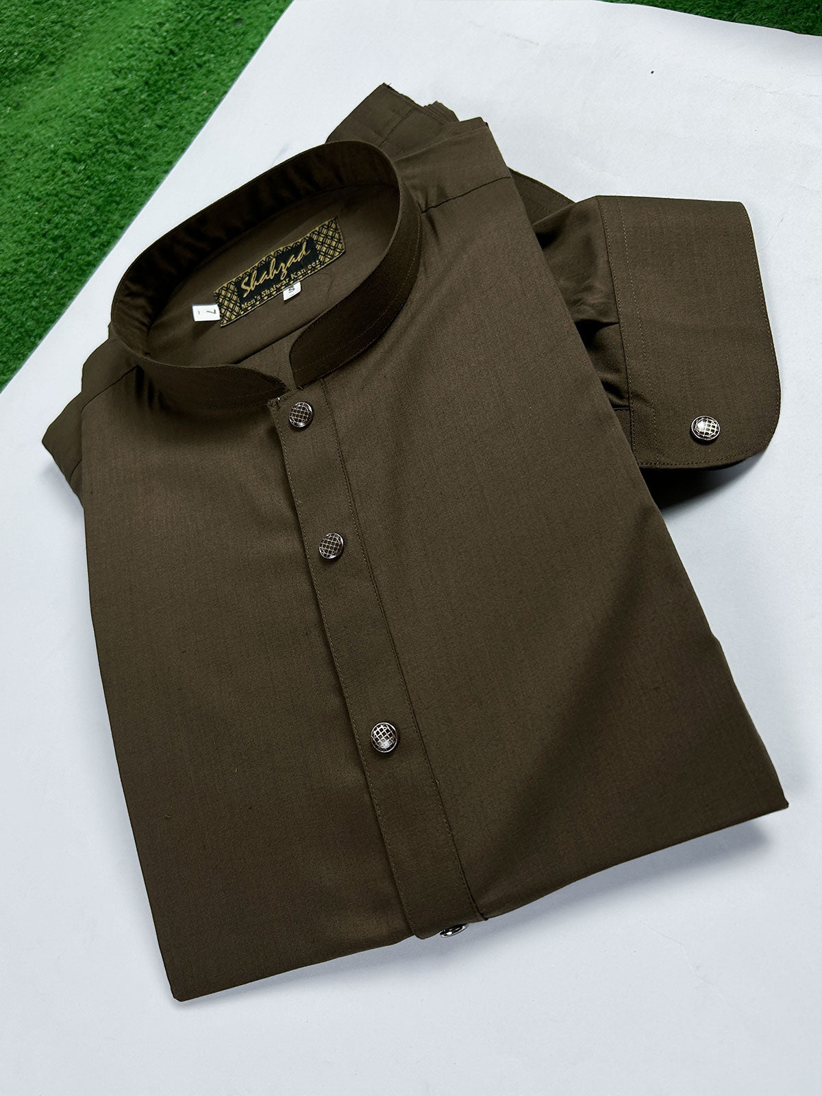 846-9 Brown Stitched Premium Kameez Shalwar For Men MSK273