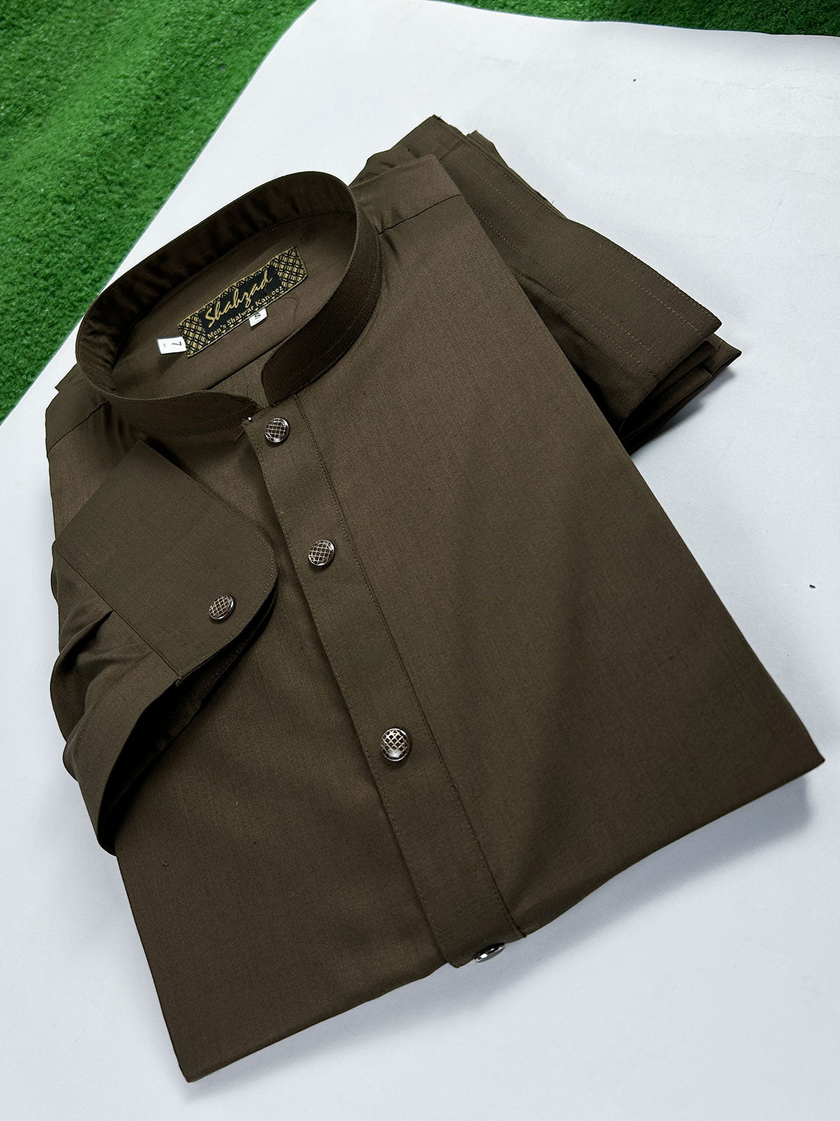 846-9 Brown Stitched Premium Kameez Shalwar For Men MSK273