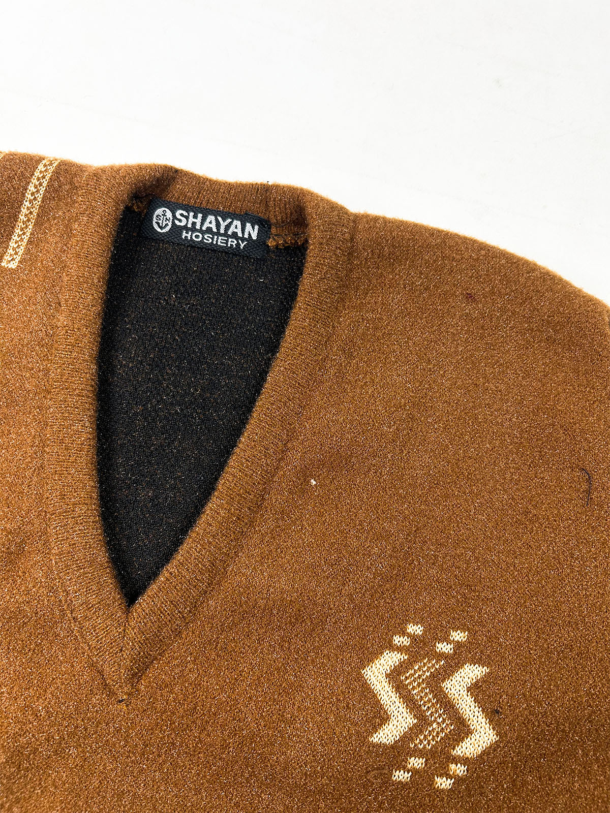 Royal Caramel V-Neck Full Sleeves Sweater For Men MSW90