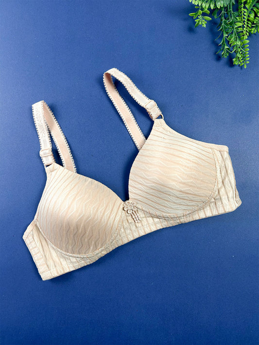 Beige Textured Bra for Girls and Women LB90