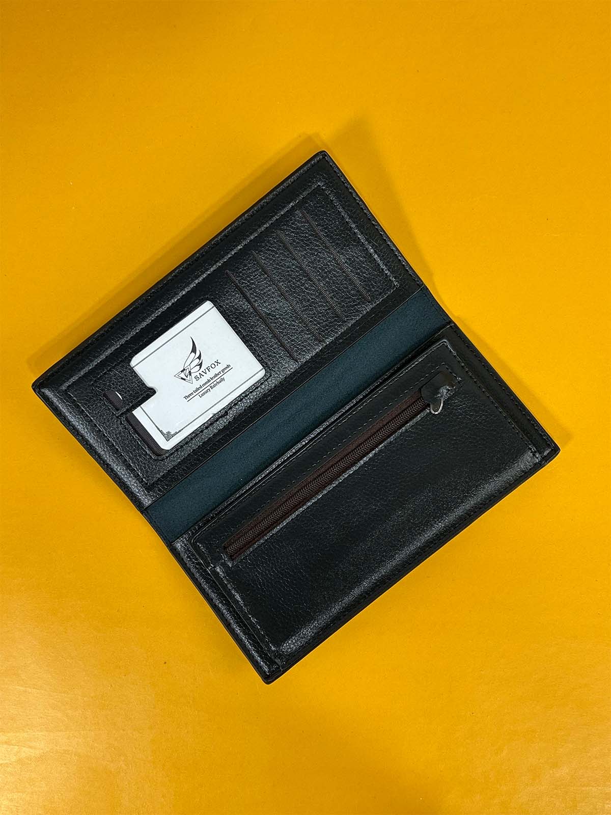 Black Syn-Leather Long Wallet For Men MW90