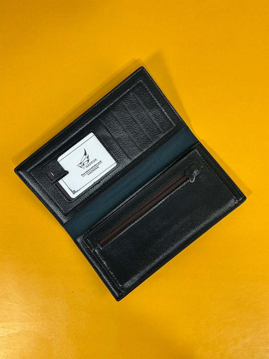 Black Syn-Leather Long Wallet For Men MW90