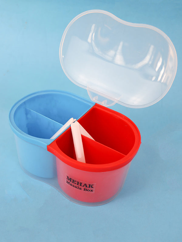 4 Compartment Spice Box With Spoons Multicolor