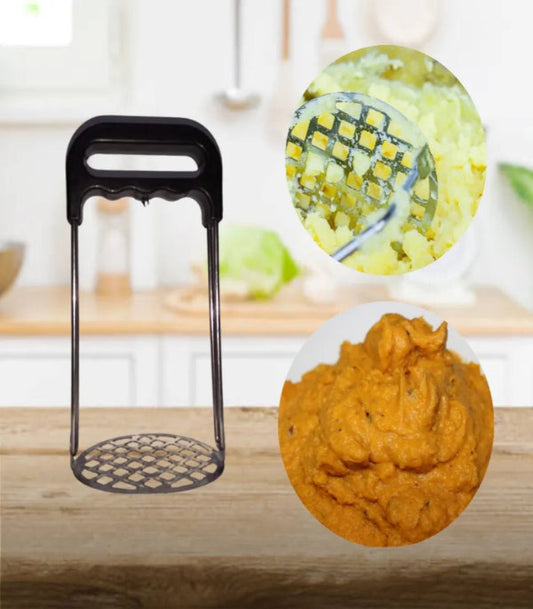 Multicolor Stainless Steel Potato Masher with Comfortable Grip