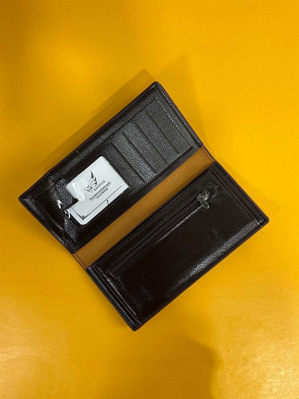 Dark Brown Syn-Leather Long Wallet For Men MW92