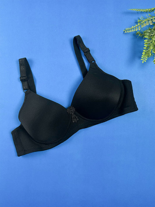 Black Dotted Textured Bra for Girls and Women LB93