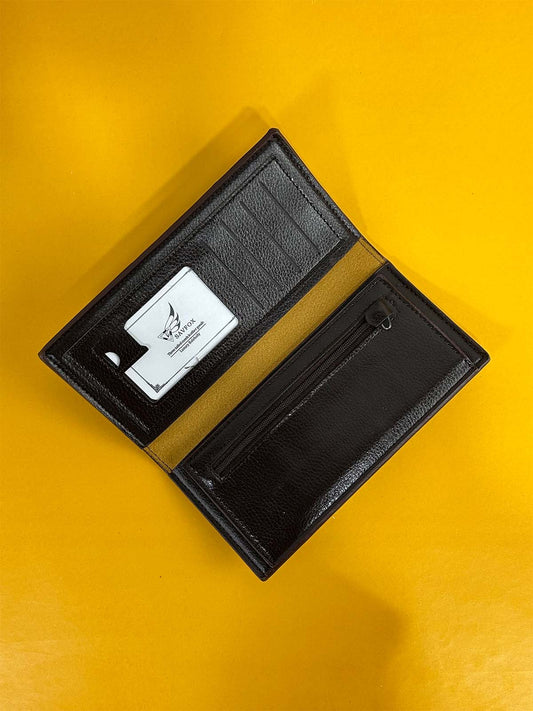 Dark Brown Syn-Leather Long Wallet For Men MW93
