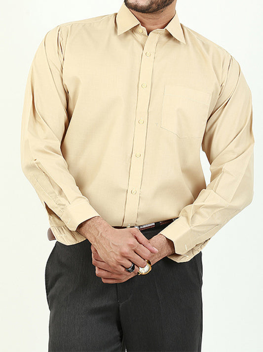 ZS Men's Plain Formal Dress Shirt Light Yellow