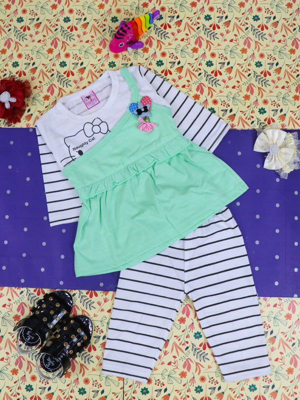 3Mth - 9Mth Cat Green Baby Suit For Newborn NBS119