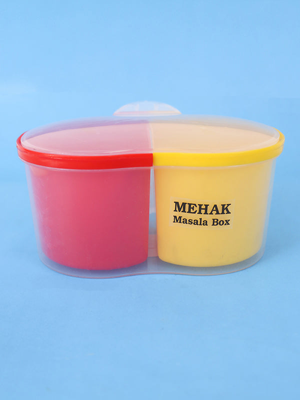 4 Compartment Spice Box With Spoons Multicolor