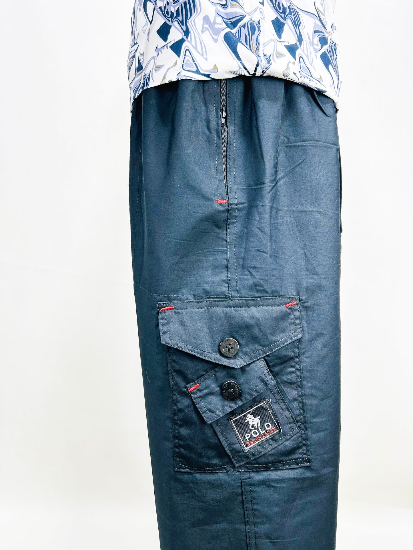 Black Cargo 3-QTR Cotton Short for Men MS94