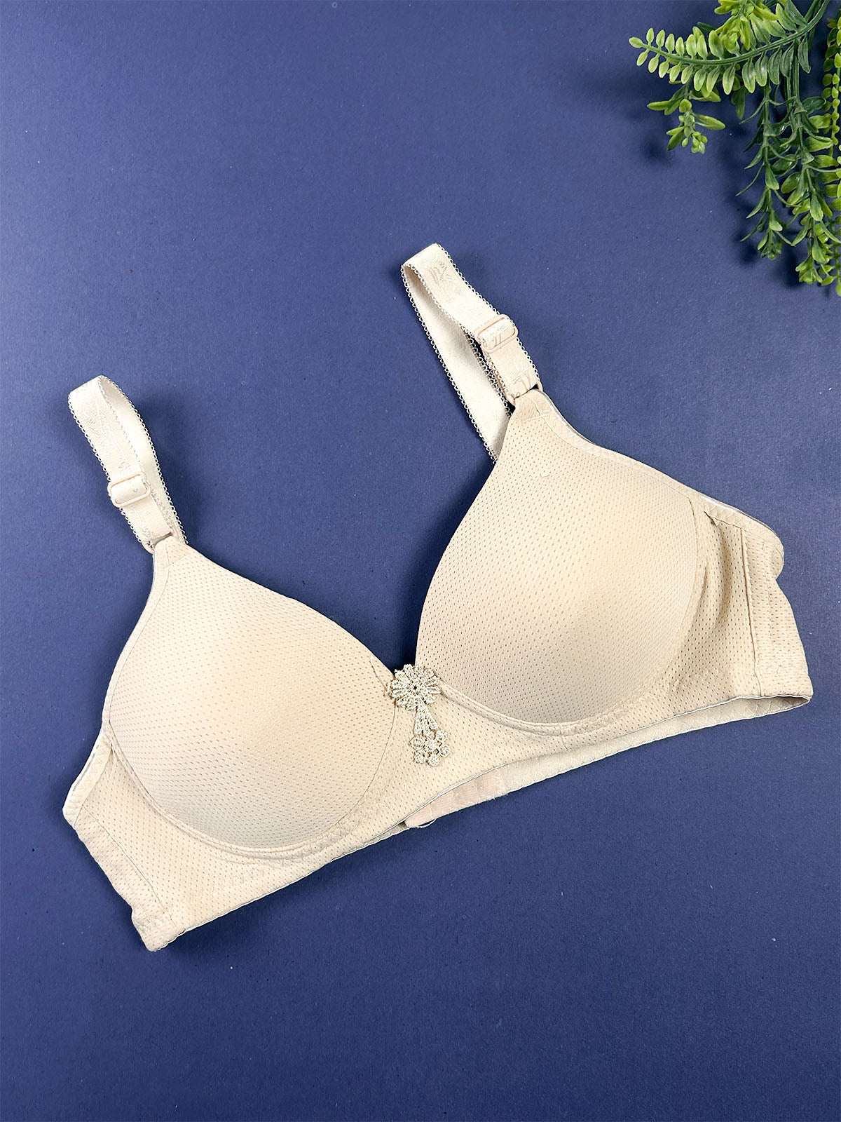 Beige Dotted Textured Bra for Girls and Women LB94