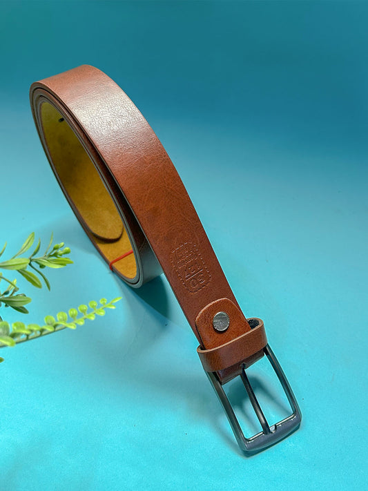 Light Brown Faux Leather Belt For Men MB96