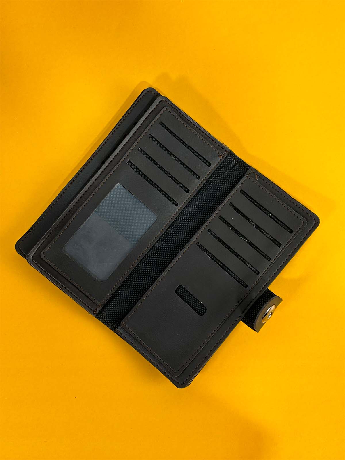 Dark Brown Syn-Leather Long Wallet For Men MW97