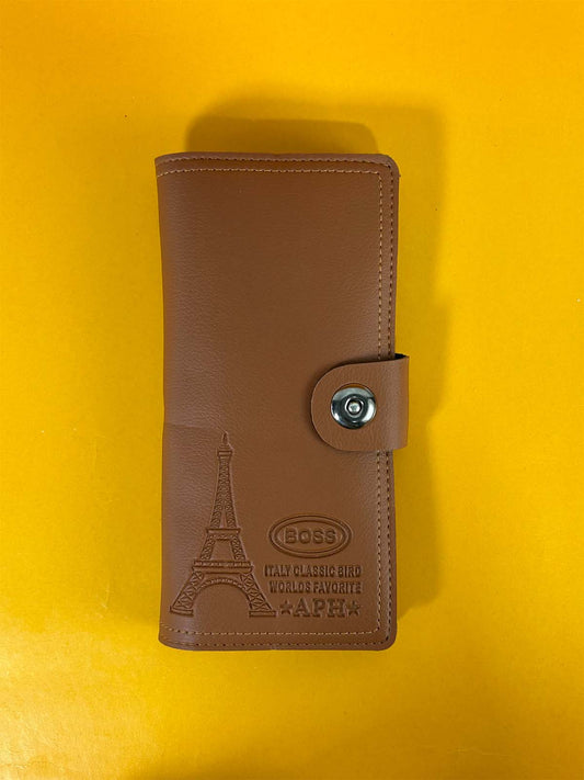 Light Brown Syn-Leather Long Wallet For Men MW98
