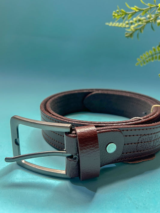 Brown Faux Leather Belt For Men MB98