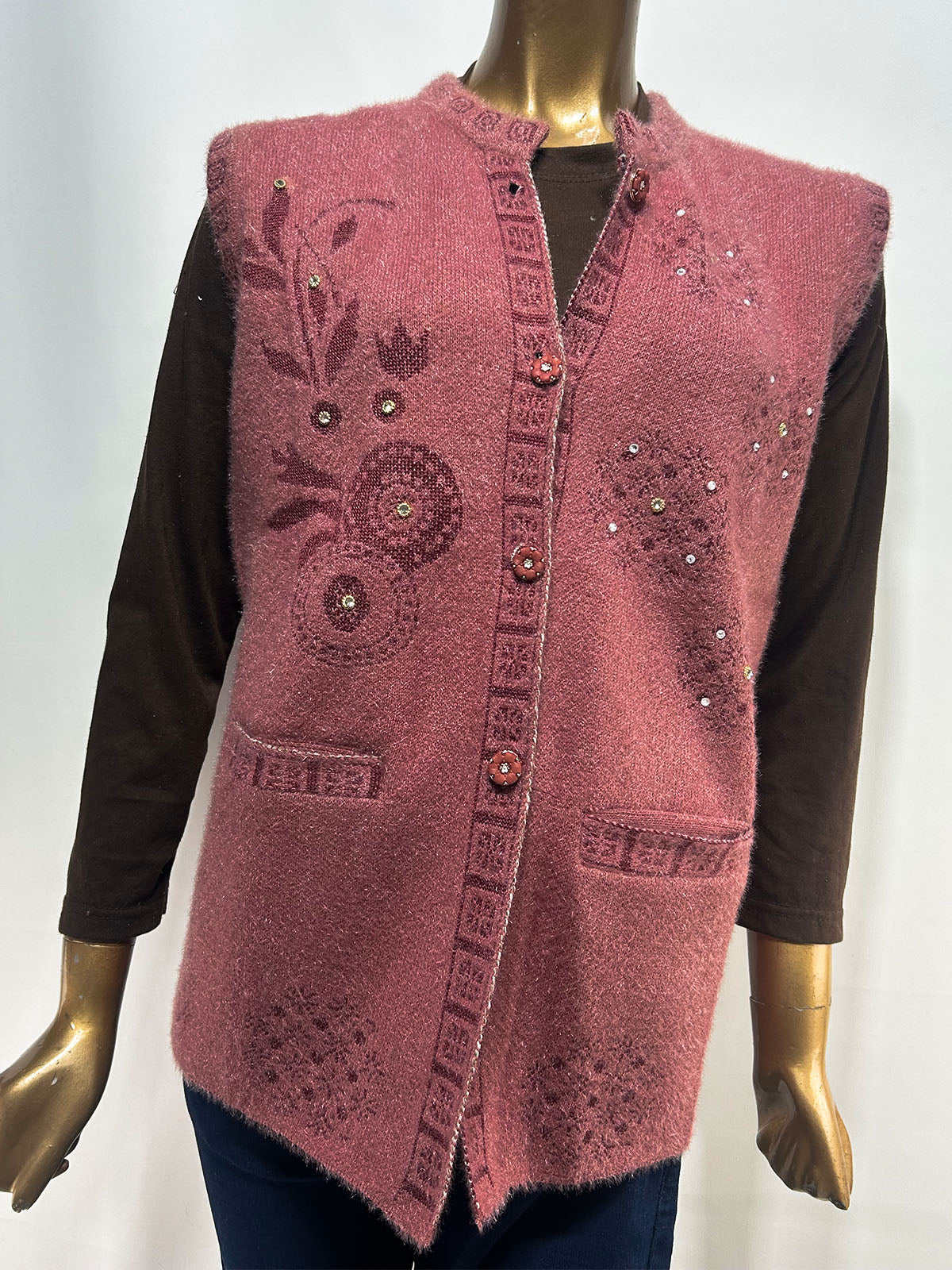 Pink Sleeveless Sweater For Women WSW98