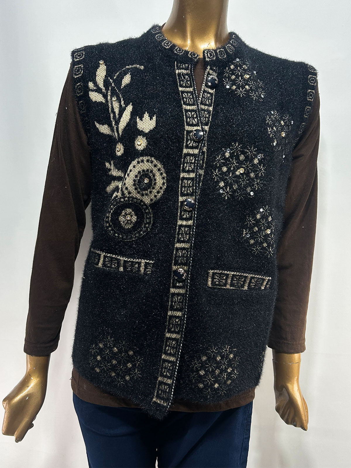 Charcoal Sleeveless Sweater For Women WSW99