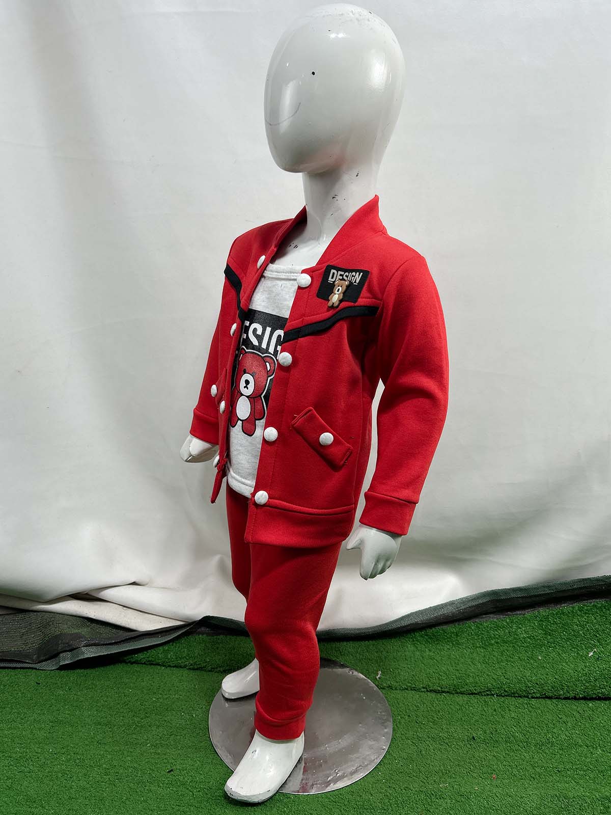 1Yr - 4Yrs Fleece Bear Red Suit For Kids SF BS567