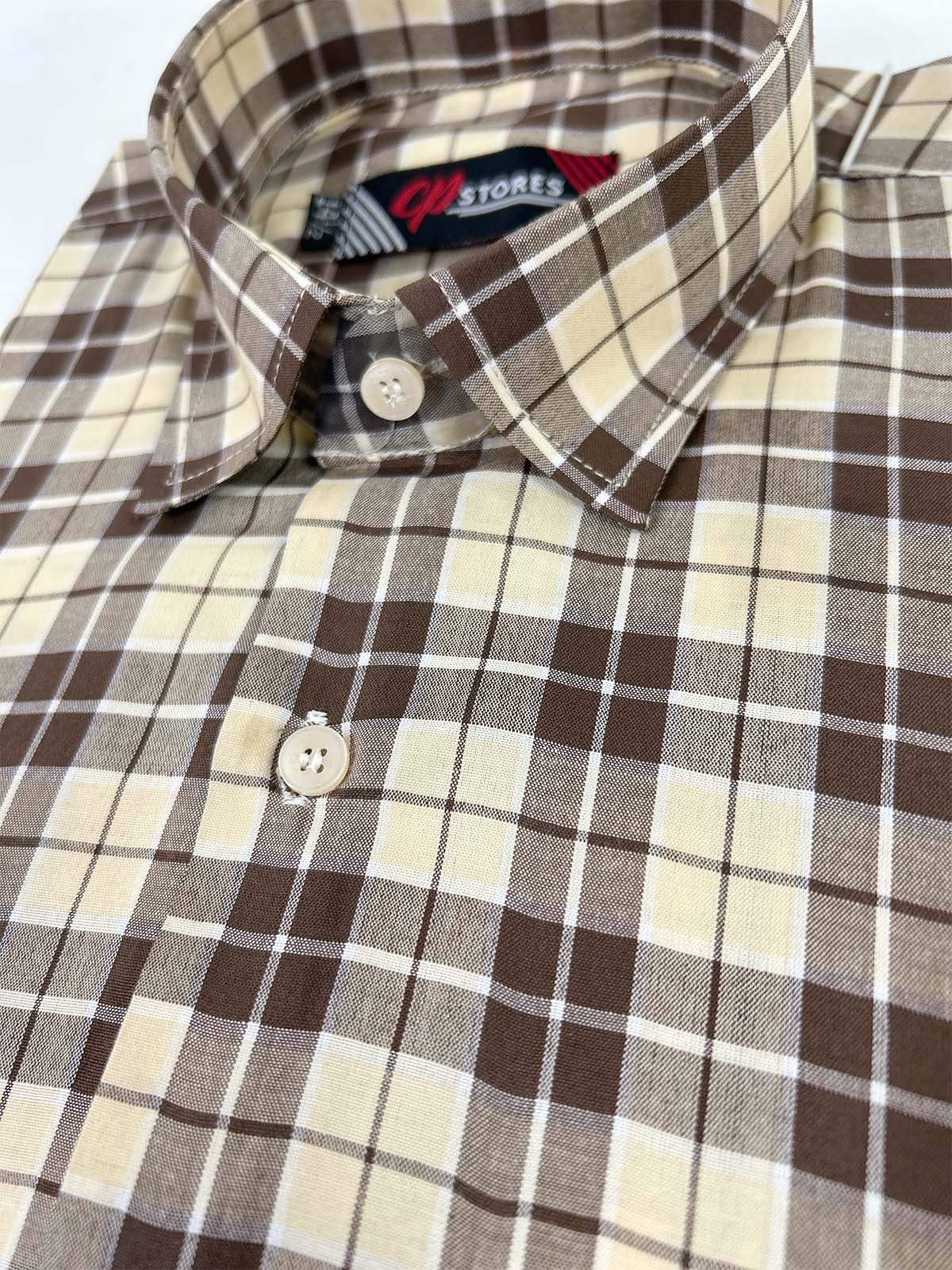 Brown Checks Formal Dress Shirt For Men MFS376