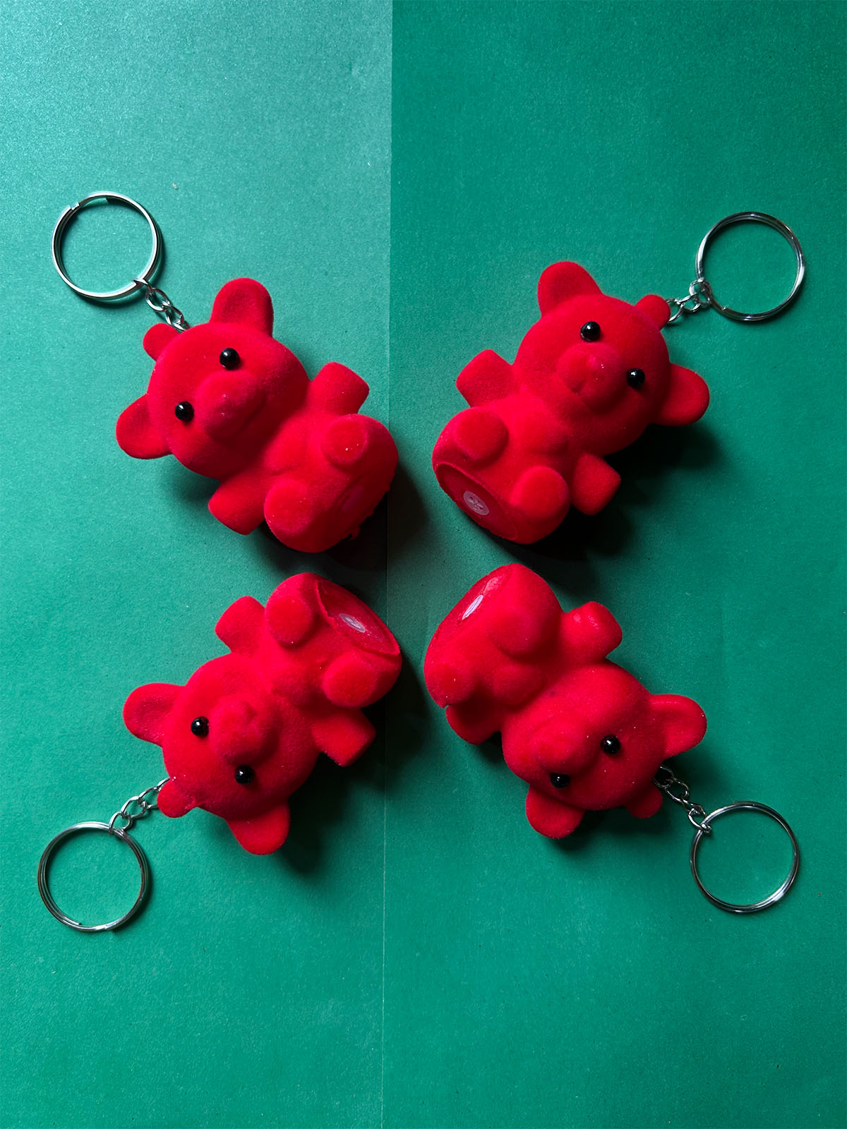 KC35 Pack of 4 Red Teddy Key Chain