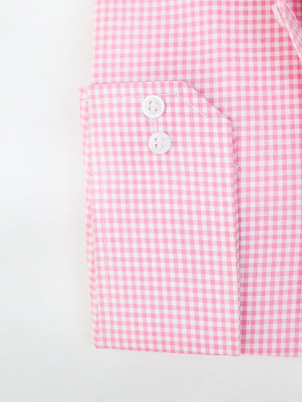 MFS12 Men's Formal Dress Shirt Light Pink Checks